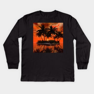 Sunset over the beach Kids Long Sleeve T-Shirt